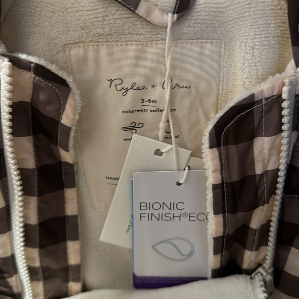 new rylee and cru snow puffer suit charcoal check - Picture 3 of 3